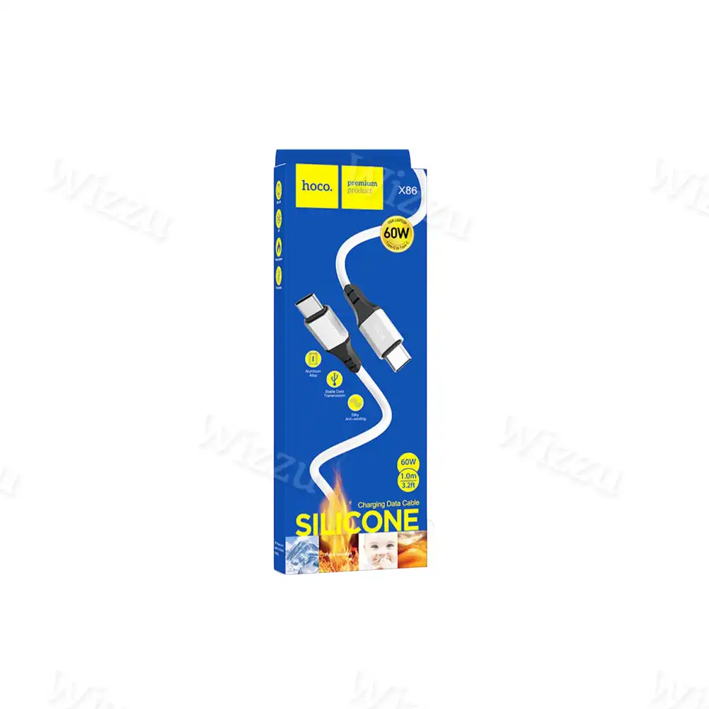 Кабель USB HOCO X86 60W Type-C to Type-C (белый) 6931474778024
